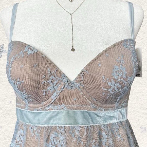 Delicates Light Blue Lace Babydoll Chemise M - Picture 8 of 8
